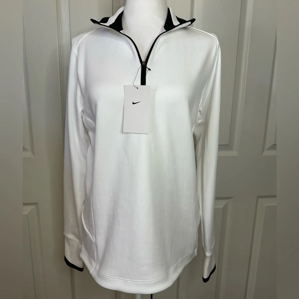 NWT Nike Women’s 1/2 zip, white/black, Large